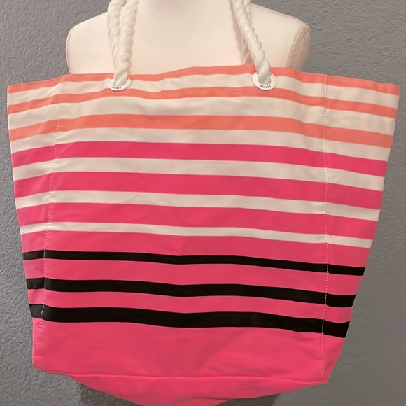 NWT Victoria’s Secret Canvas Pink Stripes Tote Bag - Picture 4 of 13